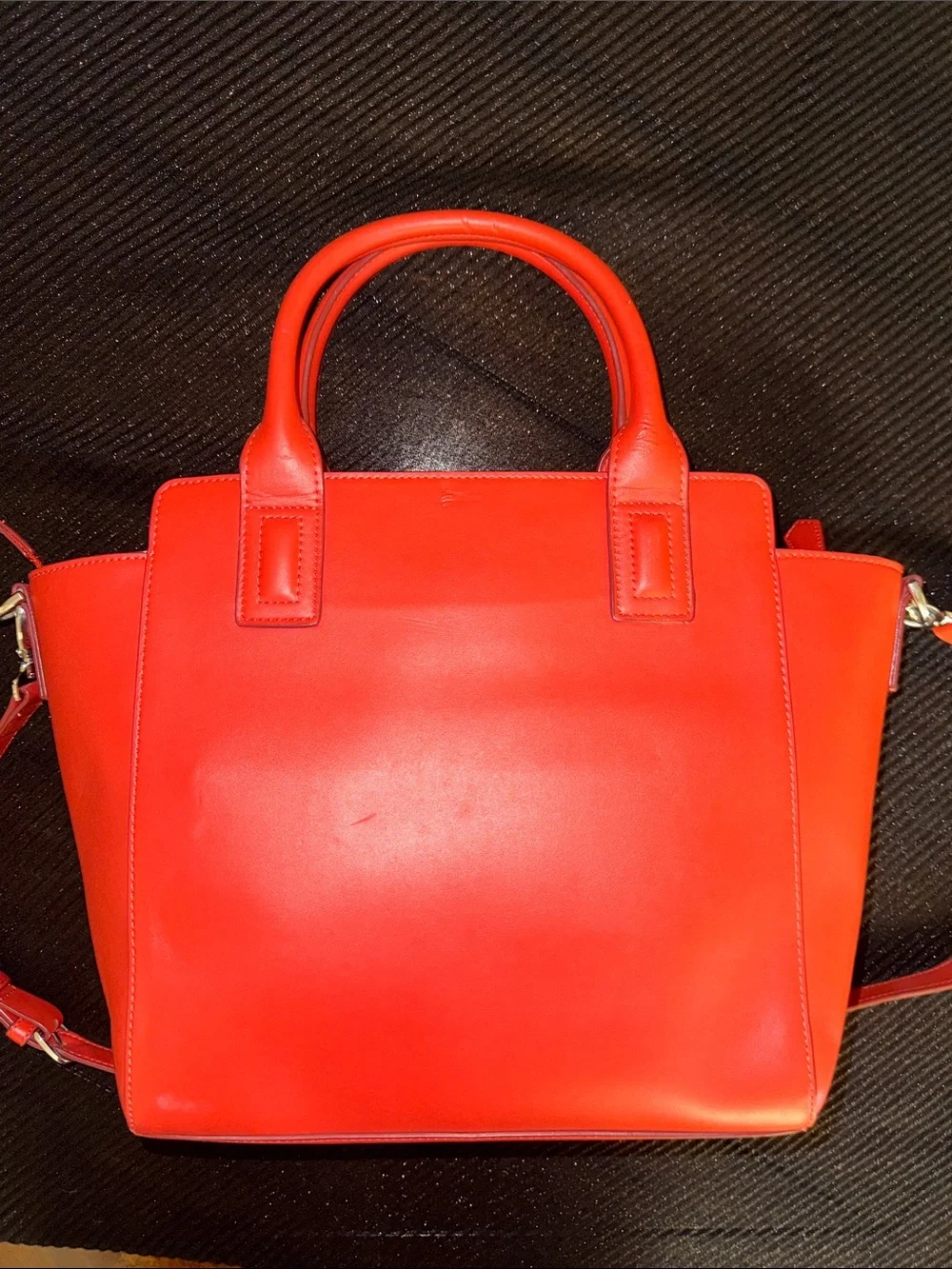 Orange Vegan Leather Tote Handbag -